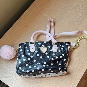 Polka Dot Handbag with Pink Accents